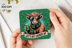 Let’s Get Lucked Up Square Coaster PNG Sublimation Design Product Image 1