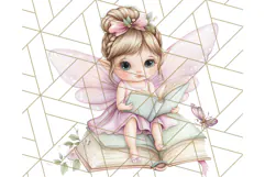 Bookish Fairy PNG Clipart, Whimsical Reading Elements Png Product Image 2