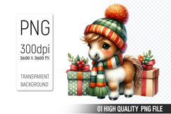 Watercolor Christmas Animals Clipart PNG Bundle, 37Designs Product Image 11
