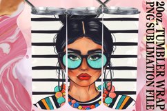 Striped Serenity: Melanin Queen Tumbler Wrap, 20oz Product Image 1