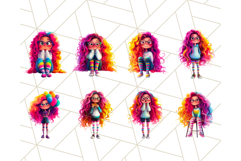 Colorful Teen Girl Clipart PNG Bundle, Fun Rainbow Hair Png Product Image 8
