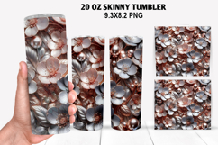 3D Flower Skinny Tumbler 20oz Wrap Design,Flowers Tumble PNG Product Image 1