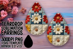 Vibrant Blossom Burst Sublimation Teardrop Earring Design Product Image 1