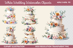 White Wedding Watercolor Clipart Bundle PNG Product Image 2