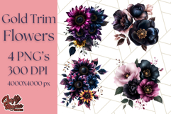 Gothic Floral PNG, Dark Aesthetic Flowers Clipart Print Product Image 1