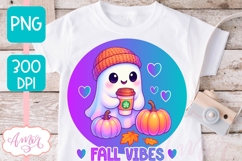 Fall vibes PNG design, Cute Ghost shirt sublimation PNG Product Image 3