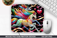 Unicorn Mouse Pad Sublimation, Valentine Mouse Pad PNG Product Image 1