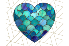 Stained Glass Heart PNG Clipart in Pastel and Bright Colors Product Image 2