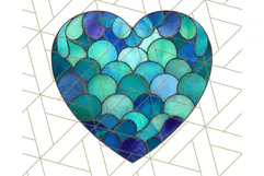 Stained Glass Heart PNG Clipart in Pastel and Bright Colors Product Image 2