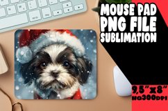 Adorable Winter Santa Dog Mouse Pad Design PNG Product Image 1