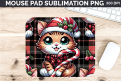 Watercolor Cat Mouse Pad Sublimation - Christmas PNG Design Product Image 1