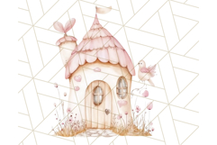 Pastel Pink Fairy Garden Clipart, Enchanted Cottagecore Png Product Image 2