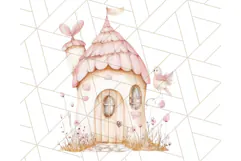 Pastel Pink Fairy Garden Clipart, Enchanted Cottagecore Png Product Image 2