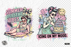 Vintage Summer Girl Baking PNG Product Image 1