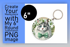 Vibrant Keychain Round Design PNG , Cute Cat Product Image 1
