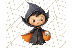 Kawaii Halloween Clipart Cute Kids and Candy Elements Png Product Image 2