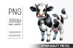 Cow Clipart PNG, Farm Animals Clipart, Rustic Farm Art Product Image 1