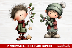 Whimsical Elf Clipart | Cute Christmas Elf PNG Illustration Product Image 1