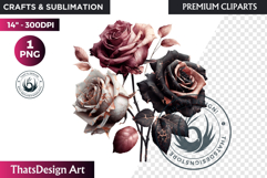 Dark flowers, wedding Florals PNG, Dark Romance Clipart Product Image 1