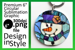 3D Stained Glass Snowman Holiday Keychan PNG Product Image 1
