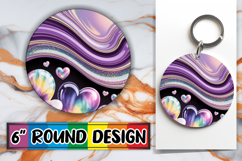 Blissful Keychain Round Design PNG, Pattern Product Image 1