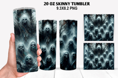 Ghost Skinny Tumbler 20oz Wrap Design, Halloween Tumbler PNG Product Image 1