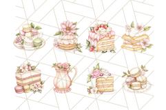 Pastel Tea Set Clip Art PNG with Sweets and Floral Accents Product Image 2