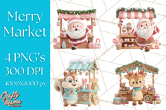 Cute Christmas Market Stall Clipart for Crafts PNG Product Image 1