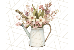 Watering Can Flowers PNG, Rustic Floral Watercolor Clipart Product Image 2