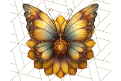 Stained Glass Butterfly and Sunflower PNG Clipart Product Image 2
