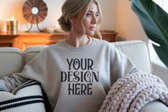 Ash Gildan 18000 Sweatshirt Mockup,G18000 Crewneck Sweatshir Product Image 1