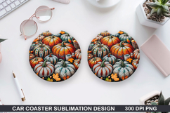 Pumpkins Car Coaster Sublimation| Halloween Coaster PNG Product Image 1