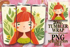 Watercolor Woman Tumbler Wrap with Flower Design 20oz Product Image 1