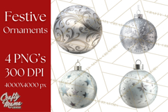 Christmas Ornaments Clipart PNG, Realistic Holiday Ornaments Product Image 1