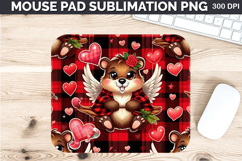Watercolor Beaver Mouse Pad Sublimation - Valentines PNG Product Image 1