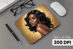 Afro Girl / Woman braided hair Mouse Pad, Black Queen PNG Product Image 1