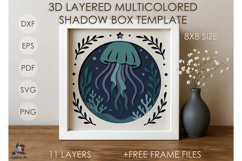 Jellyfish Medusa Colored Shadow box SVG Papercut template Product Image 1