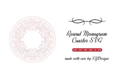 Round Monogram Coaster SVG - Laser Cut Blank Ornament File Product Image 2
