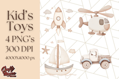 Kid’s Toy Clipart, Nursery Decor Png, Trucks, Rockets, Cars Product Image 1