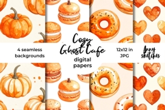 Fall Halloween Backgrounds Ghost Cafe Digtal Papers Product Image 1