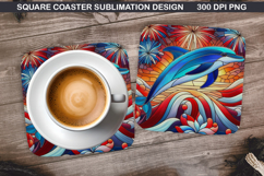 Dolphin Coaster Sublimation, 4th Of July Coaster PNG Design Product Image 1