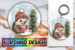 Holiday Watercolor Animals Keychain Sublimation Product Image 1