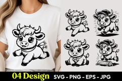 Running Baby Cow SVG PNG Product Image 1