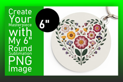Dynamic Keychain Circle Design PNG , Flowers Heart Product Image 1