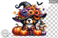 Halloween Dog Flowers Sublimation - Clipart PNG Design Product Image 1