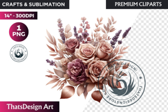 Ethereal Floral arrangements Clipart PNG Rose gold and blush Product Image 1