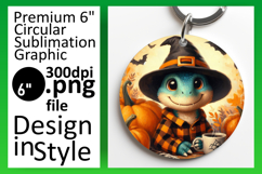Creative Circle Design Keychain Template , Halloween Dino Product Image 1