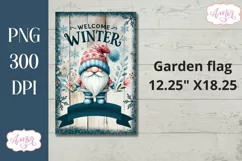 Welcome winter garden flag sublimation PNG | Cute gnome PNG Product Image 2