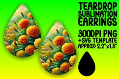 Dynamic Teardrop Earrings Sublimation Artwork , Flower Product Image 1