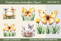 Pastel Easter Butterflies Clipart PNG Product Image 1